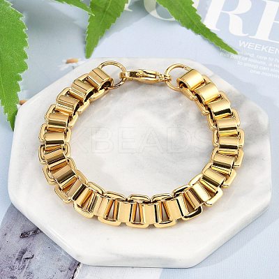 304 Stainless Steel Box Chain Bracelets for Women Men BJEW-F488-47G-1