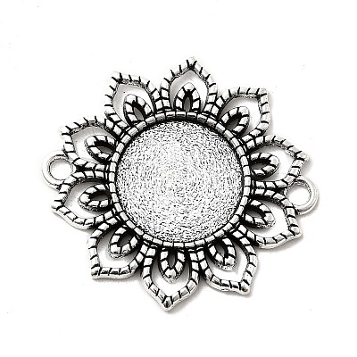 Tibetan Style Alloy Flower Cabochon Connector Bezel Settings PALLOY-J494-06AS-1