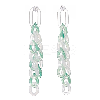 Acrylic Curb Chain Tassel Dangle Stud Earrings for Women EJEW-JE04767-03-1