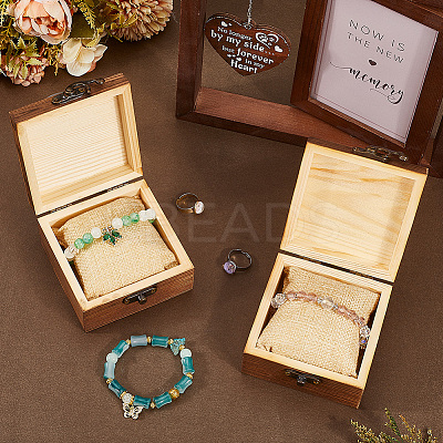 2Pcs Wooden Jewelry Trinket Storage Boxes with 2Pcs Cloth Bracelet Watch Pillows CON-BBC0001-16B-1