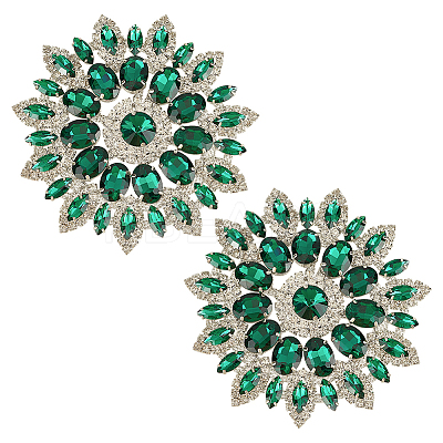 2Pcs Alloy with Rhinestone Handicraft Beading Appliques AJEW-FG0004-29B-1