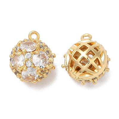 Brass Micro Pave Cubic Zirconia Charms KK-B074-19G-1