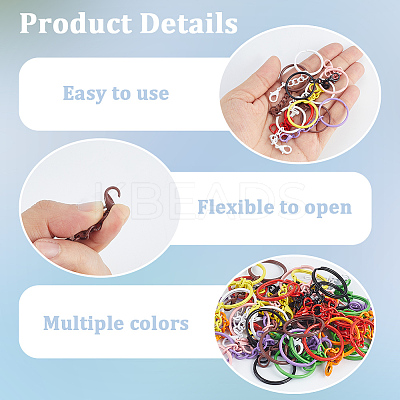 54Pcs 9 Colors Spray Printed Iron Keychain Clasps FIND-SC0022-77-1