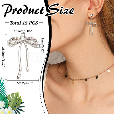 15Pcs Alloy Micro Pave Cubic Zirconia Pendants FIND-ME0001-68-1