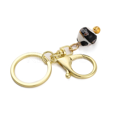 Fortune Cat Porcelain Pendant Keychain KEYC-G064-03C-1
