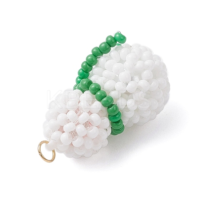 Glass Seed Beaded Snowman Pendants PALLOY-MZ01007-01-1