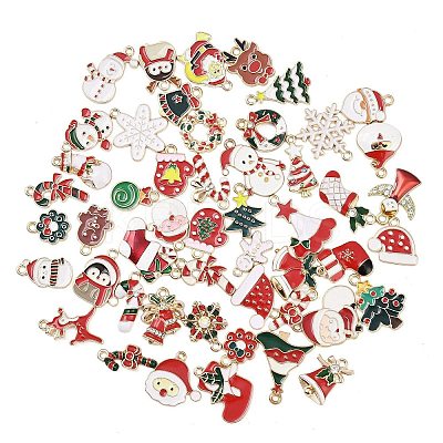 Christmas Alloy Enamel Pendants ENAM-G234-01I-1