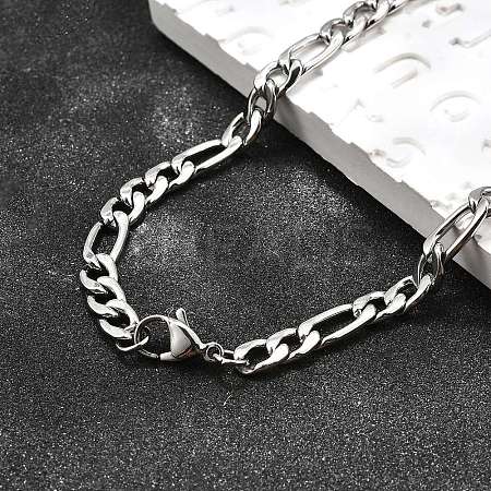 Tarnish Resistant Trendy Unisex 304 Stainless Steel Figaro Chain Necklaces STAS-E063-08-1