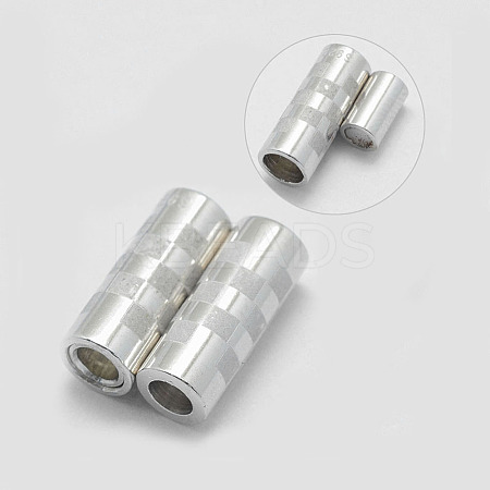 Anti-Tarnish Rhodium Plated 925 Sterling Silver Magnetic Clasps STER-E056-006P-13x5-1
