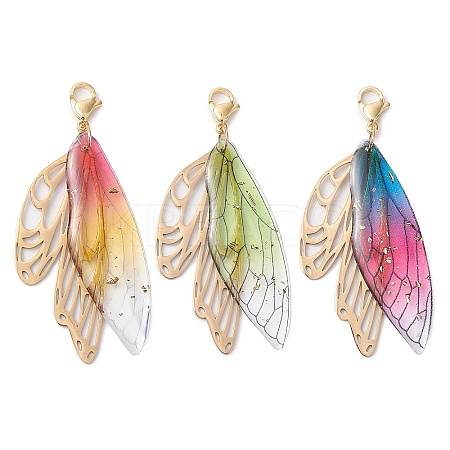 Butterfly Wings Resin Pendant Decorations HJEW-TA00314-1