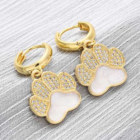 Brass Clear Cubic Zirconia Hoop Earrings LS-EJEW-Q042-03B-G-1