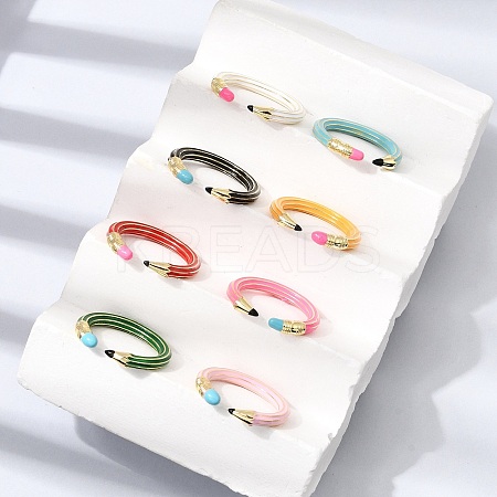 Brass Enamel Cuff Open Rings KK-CBA0E55-10G-1