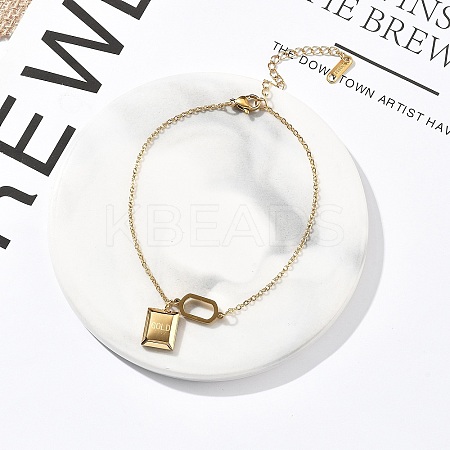 304 Stainless Steel Cable Chains Charm Bracelets for Women BJEW-U021-11G-1