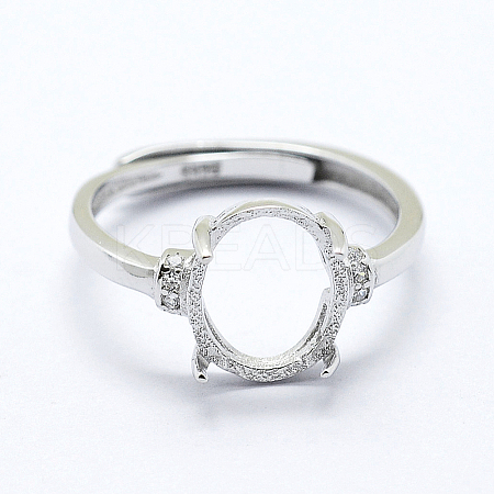 Anti-Tarnish Rhodium Plated 925 Sterling Silver Finger Ring Components STER-G027-05P-1