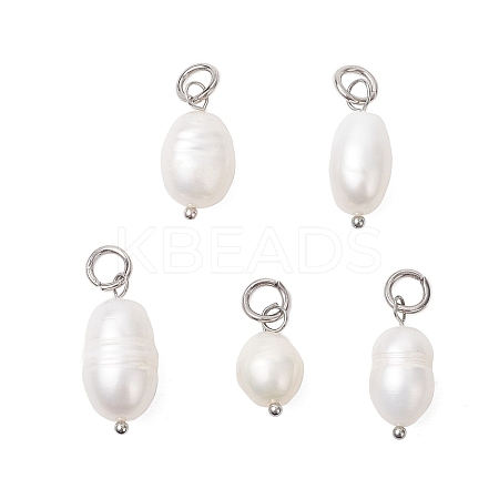 Natural Cultured Freshwater Pearl Rice Pendants PALLOY-JF04200-01-1