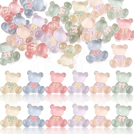 20Pcs Bear Translucent Resin Decoden Cabochons RESI-YW0004-48-1