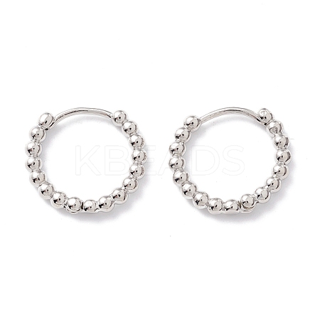 Rack Plating Brass Beaded Huggie Hoop Earrings for Women KK-D069-09P-RS-1