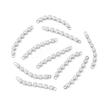 SHEGRACE Brass Pave Clear Cubic Zirconia Connector Charms XGRQ3P971-639P-1