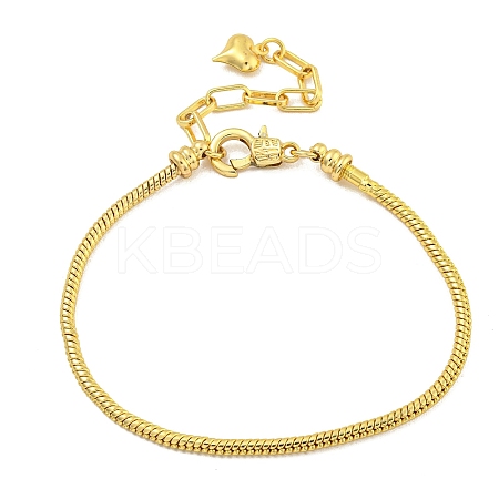 3mm Rack Plating Brass European Style Round Snake Chain Bracelets for Jewelry Making BJEW-B106-10G-1