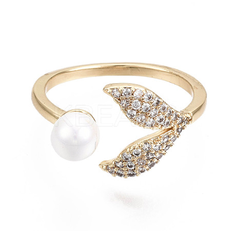 Brass Micro Pave Clear Cubic Zirconia Cuff Rings RJEW-N030-008-NF-1