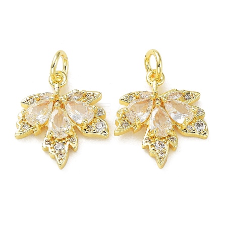Rack Plating Brass Clear Cubic Zirconia Pendants KK-B078-02G18-01-1