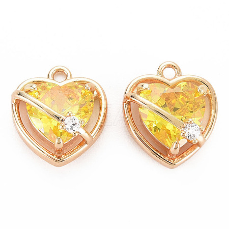 Brass Micro Pave Cubic Zirconia Charms KK-N232-303A-1