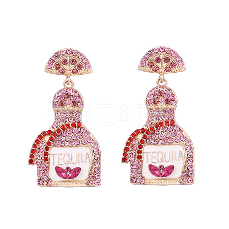 Zinc Alloy Rhinestone Dangle Stud Earrings FS-WG8FD93-01-1