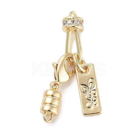 Brass Micro Pave Clear Cubic Zirconia Clasps KK-C051-52G-1