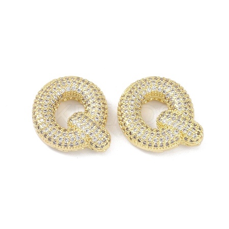 Brass Micro Pave Clear Cubic Zirconia Pendants KK-Z041-01G-Q-1