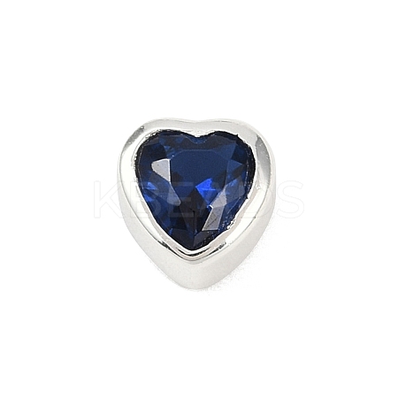 925 Sterling Silver Cubic Zirconia Heart Beads STER-F060-03S-02-1