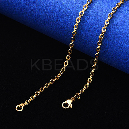 PVD Vacuum Plating 304 Stainless Steel Cable Chain Necklace NJEW-S420-004G-1