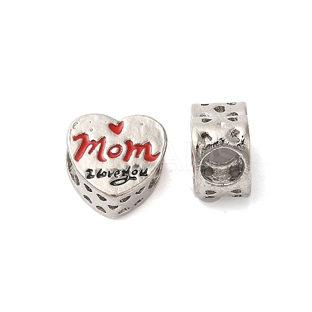 Mother's Day Rack Plating Alloy Enamel European Beads PALLOY-S189-53P-1