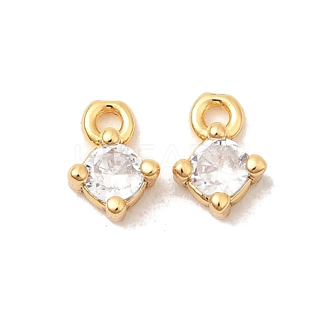 Brass Micro Pave Cubic Zirconia Pendants KK-P340-29G-1