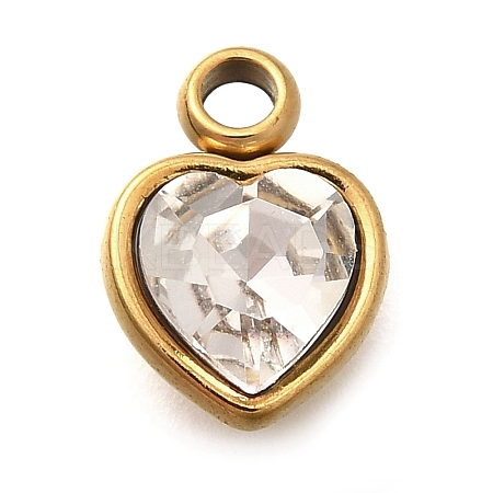 304 Stainless Steel with Rhinestone Pendants STAS-Q346-01G-10-1