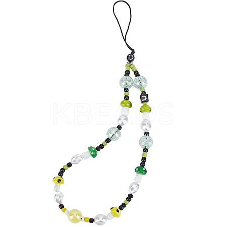 Resin Beaded Mobile Phone Lanyard Wrist Strap HJEW-WH0069-05-1