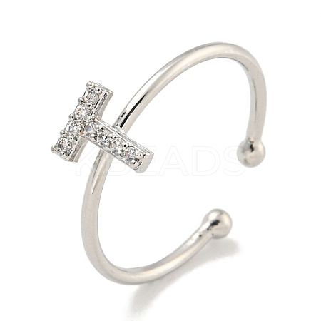 Rack Plating Brass Open Cuff Rings for Women RJEW-F162-02P-T-1