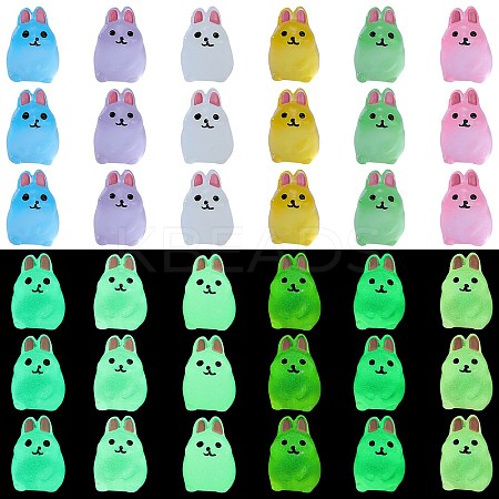 36Pcs 6 Colors Rabbit Luminous Resin Display Decorations DJEW-SZ0001-09-1