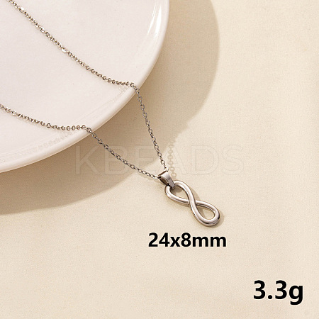 304 Stainless Steel Geometric Number 8 Pendant Necklace for Women GD7142-1-1