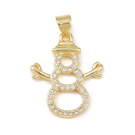 Christmas Brass Micro Pave Cubic Zirconia Pendants KK-B164-02G-01-1
