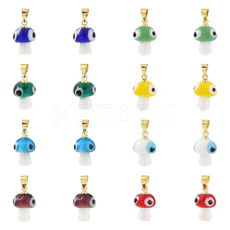 16Pcs 8 Colors Handmade Lampwork Pendants LAMP-FS0001-47-1