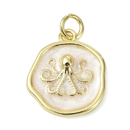 Ocean Theme Brass Enamel Pendants KK-H270-06G-04-1