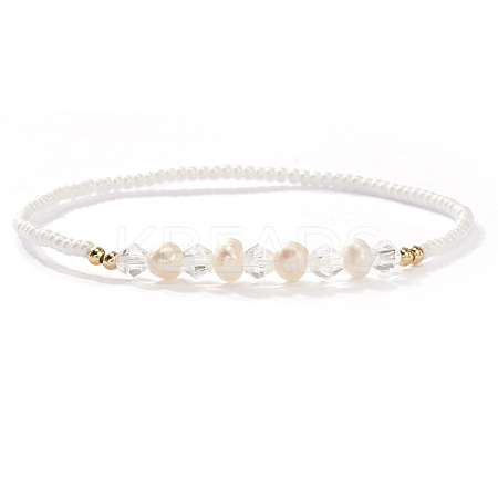Fashion Plastic Imitation Pearl & Natural Freshwater Pearl & Glass Beaded Stretch Bracelets for Women SF7008-4-1