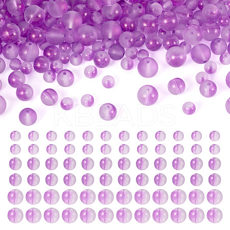 300Pcs Frosted Transparent Glass Beads GLAA-TA0002-78A-1