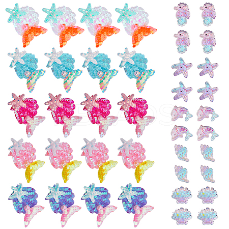 40Pcs 10 Styles Luminous Transparent Resin Paillette Cabochons RESI-GA0001-42-1