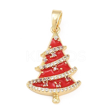 Christmas Brass Micro Pave Cubic Zirconia Pendants KK-K413-01D-G-1