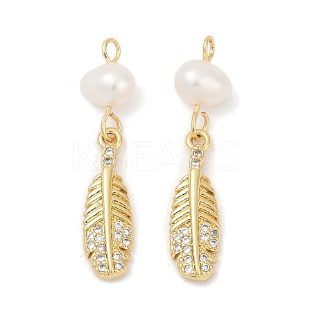 Natural Cultured Freshwater Pearl & Brass Pendants KK-U062-09G-1