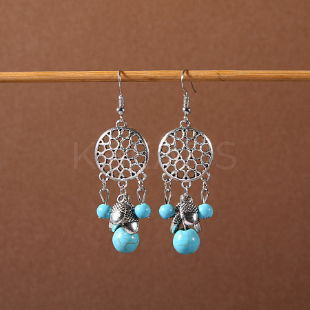 Bohemian tassel turquoise earrings JU8957-19-1