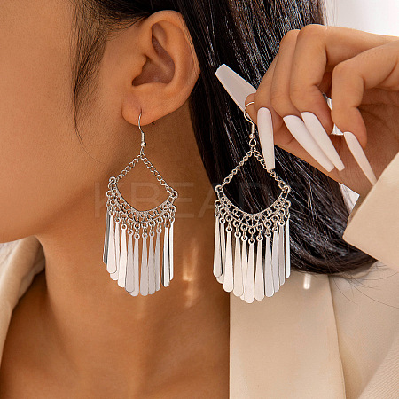 Bohemian Style Alloy & Iron Teardrop Tassel Chandelier Earrings FS-WGEBDA7-05-1