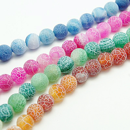 Natural Crackle Agate Beads Strands G-G055-6mm-M-1