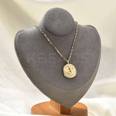 304 Stainless Steel Constellation Pendant Necklaces NJEW-K392-01G-06-1